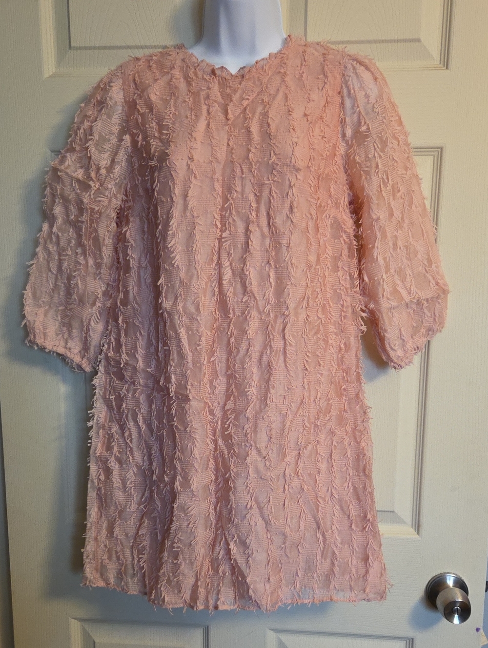 River Island Pink Textured Shift Dress Size 6